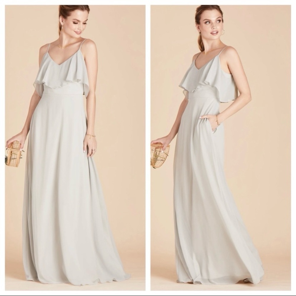 Birdy Grey Jane Maxi Dress With Pockets Size Medium Dove Gray Formalwear NWT